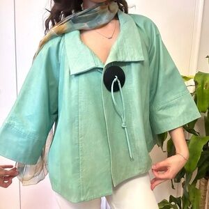 Mint Green Leather Jacket